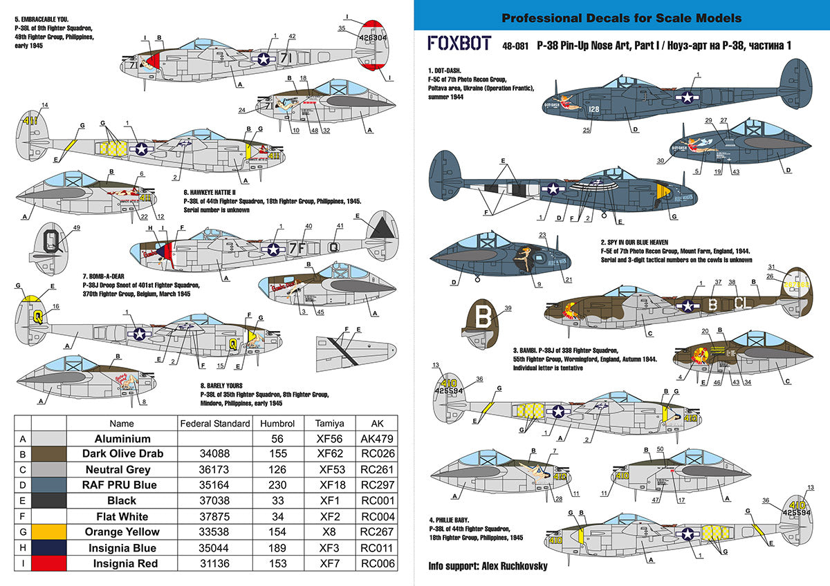 Foxbot FBOT48081 P-38 Lightning Pin-Up Nose Art Pt I 1:48
