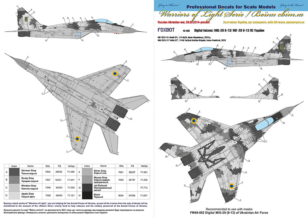 Foxbot FBOT48086 Ukrainian Digital Falcons: MiG-29 9-13 1:48