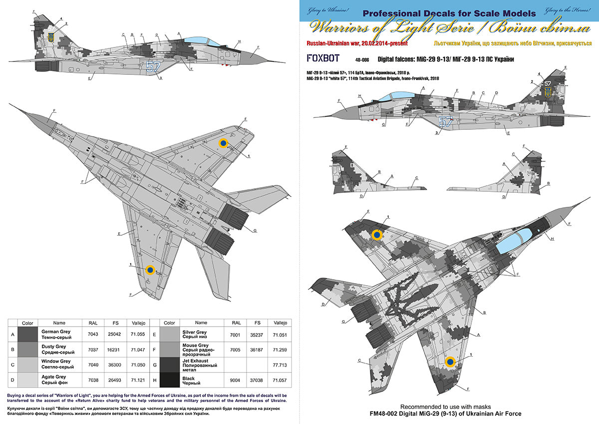 Foxbot FBOT48086 Ukrainian Digital Falcons: MiG-29 9-13 1:48