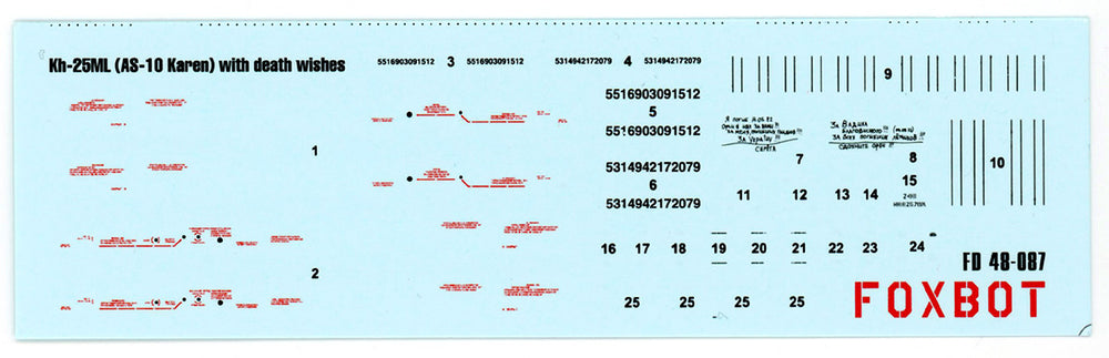 Foxbot Decals FBOT48087 1:48 Stencils for Missile Kh-25ML