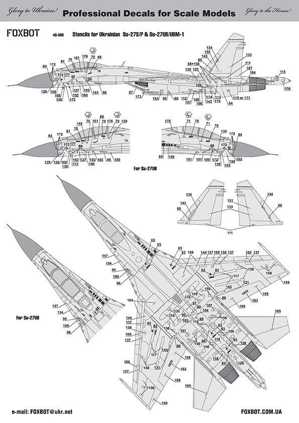 Foxbot FBOT48093 Ukrainian Su-27 & Su-27UB Stencils 1:48