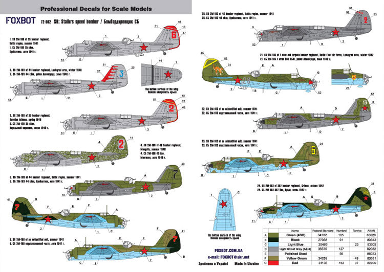 Foxbot FBOT72002 Tupolev SB-2M-100 Stalin's Speed Bomber 1:72