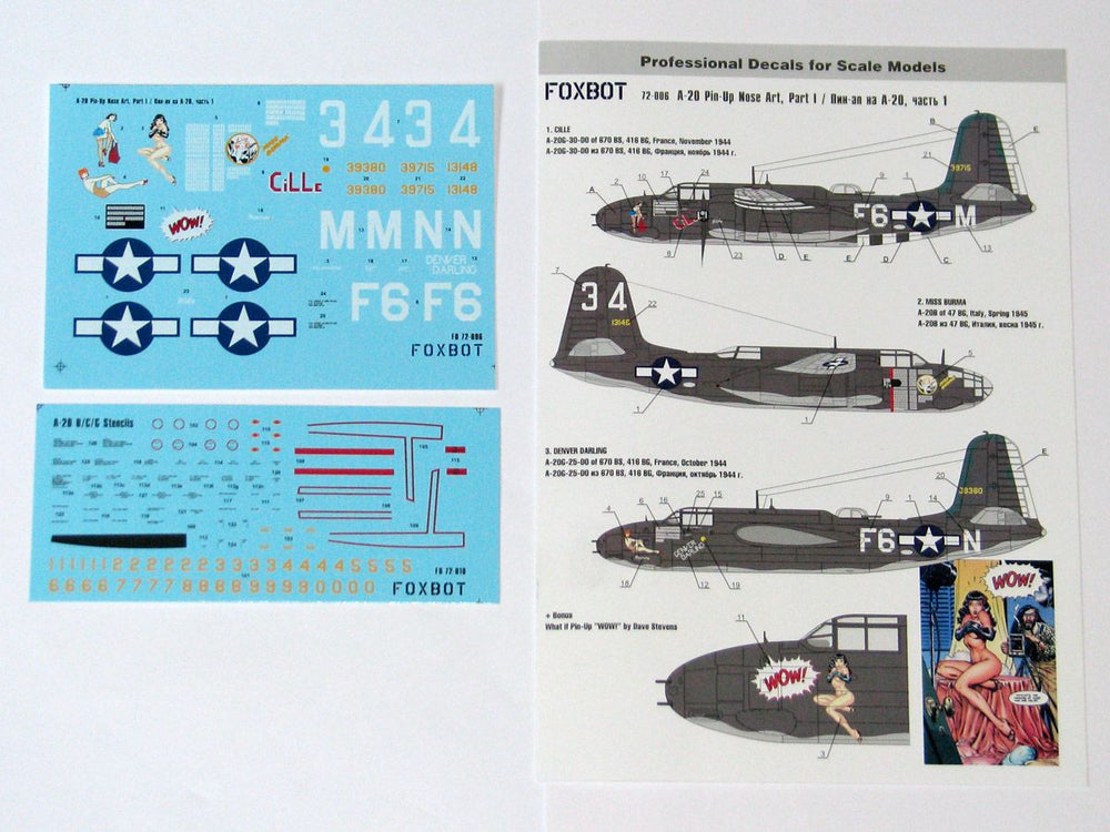 Foxbot Decals FBOT72006 1:72 Pin-Up Nose Art Douglas A-20 Boston