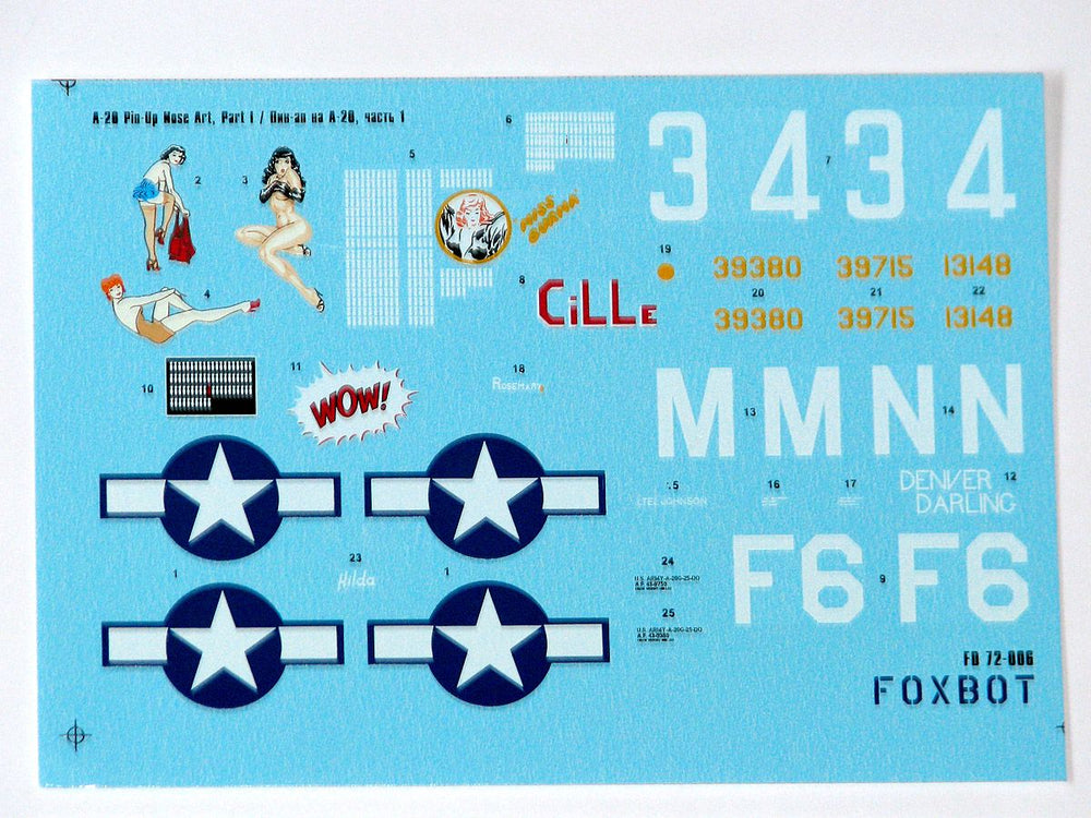 Foxbot Decals FBOT72006 1:72 Pin-Up Nose Art Douglas A-20 Boston