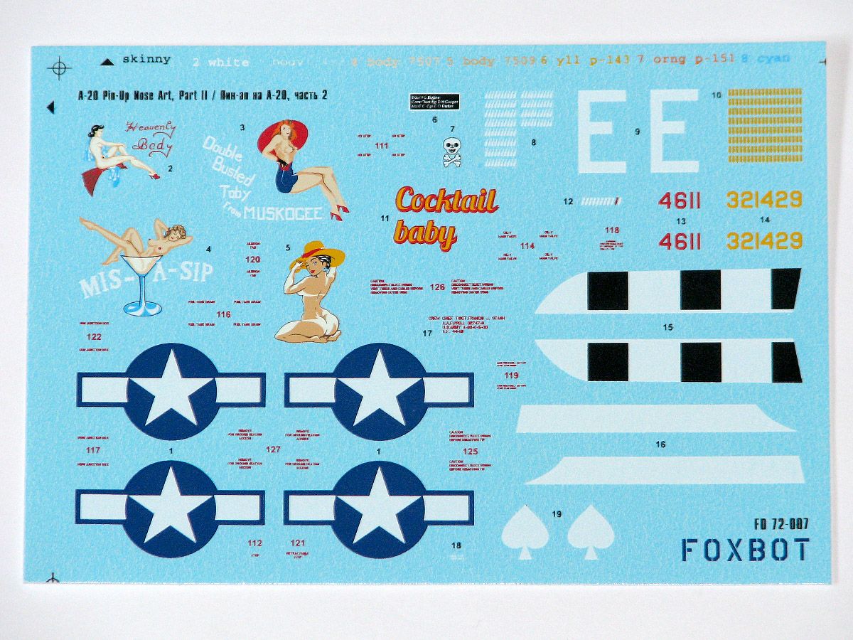Foxbot Decals FBOT72007 1:72 Pin-Up Nose Art Douglas A-20 Boston