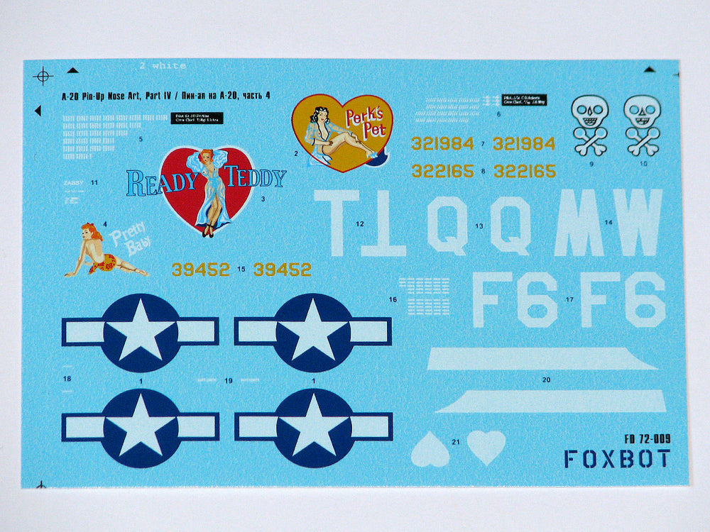 Foxbot Decals FBOT72009 1:72 Douglas A-20 Pin-Up Nose Art, Part IV