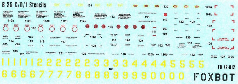 Foxbot FBOT72012 B-25C/D/J Mitchell Stencils 1:72