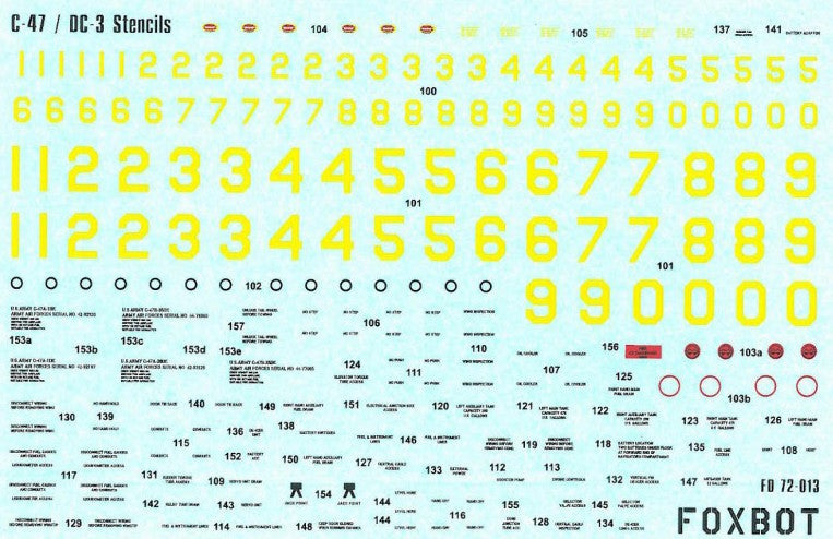 Foxbot FBOT72013 Douglas C-47 Skytrain / DC-3 Stencils 1:72