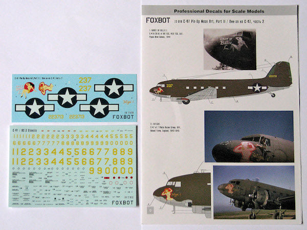 Foxbot FBOT72018 Douglas C-47 Pin-Up Nose Art & Stencils Pt 2 1:72