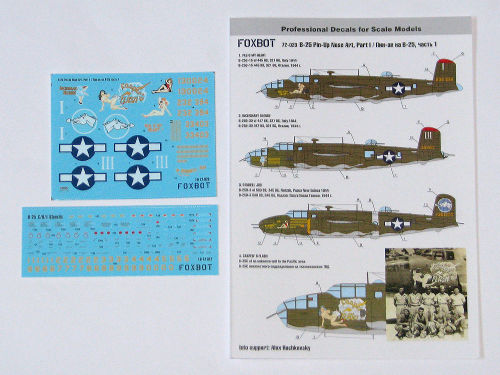 Foxbot FBOT72023 B-25C/D Mitchell Pin-Up & Stencils Pt 1 1:72