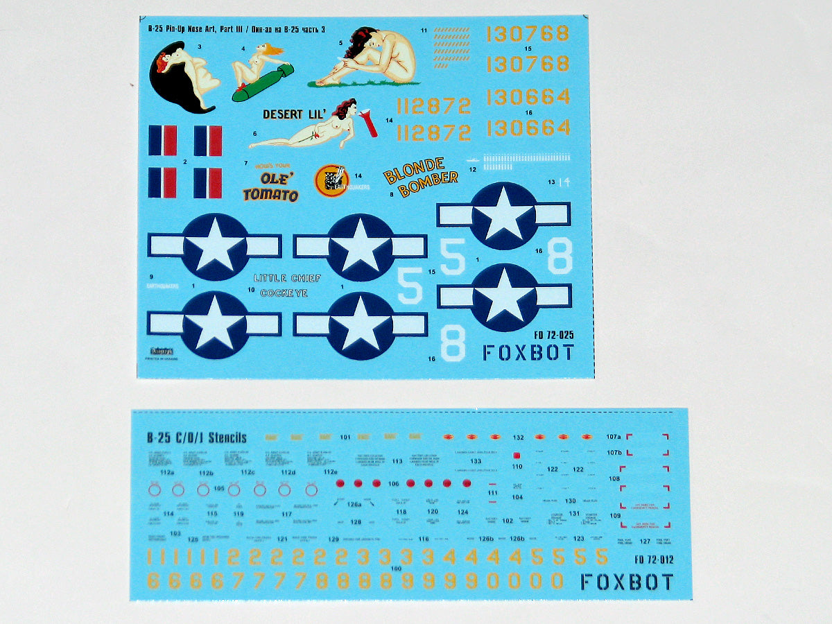 Foxbot FBOT72025 B-25C/D Mitchell Pin-Up & Stencils Pt 3 1:72