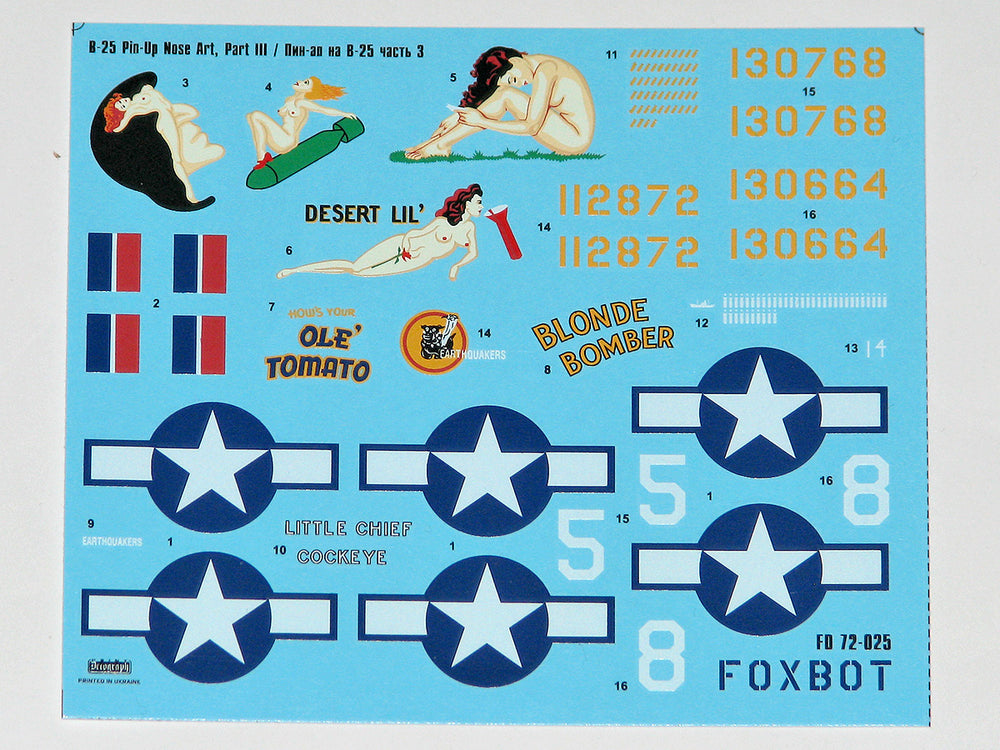 Foxbot FBOT72025 B-25C/D Mitchell Pin-Up & Stencils Pt 3 1:72