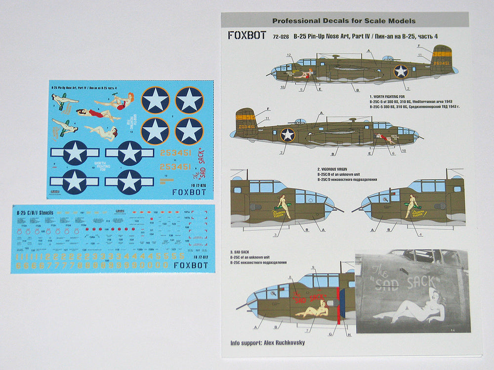 Foxbot FBOT72026 B-25C/D Mitchell Pin-Up & Stencils Pt 4 1:72