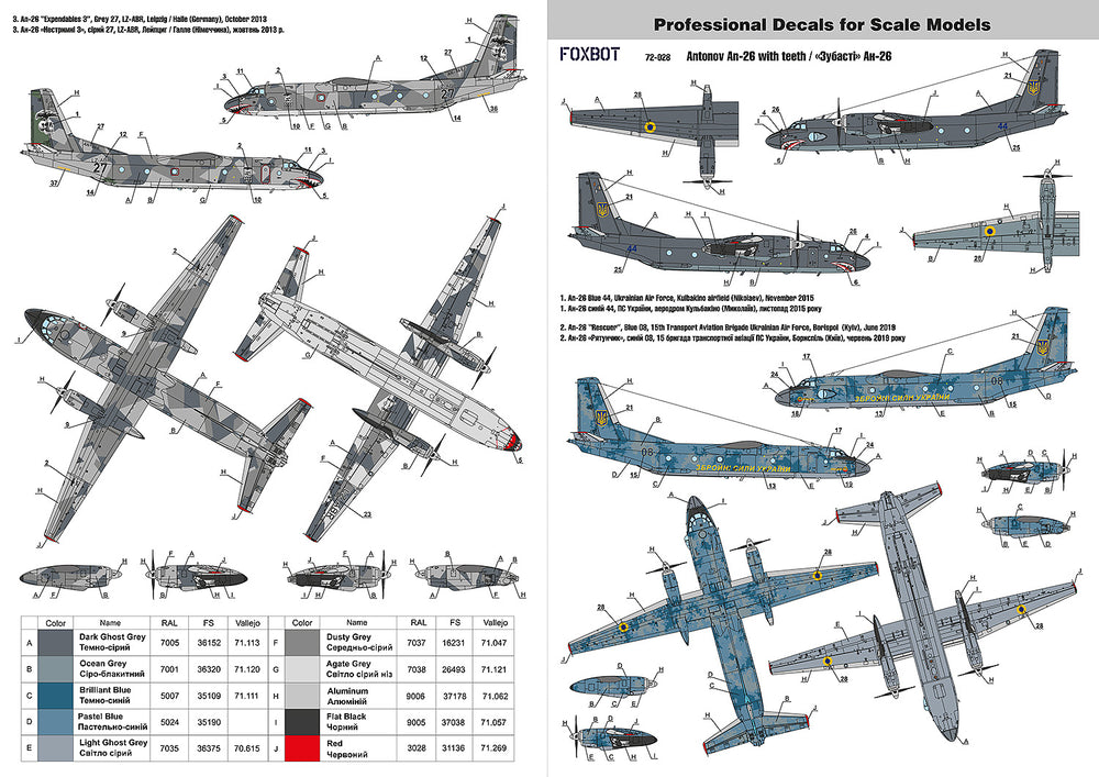 Foxbot Decals FBOT72028 1:72 Antonov An-26 with teeth