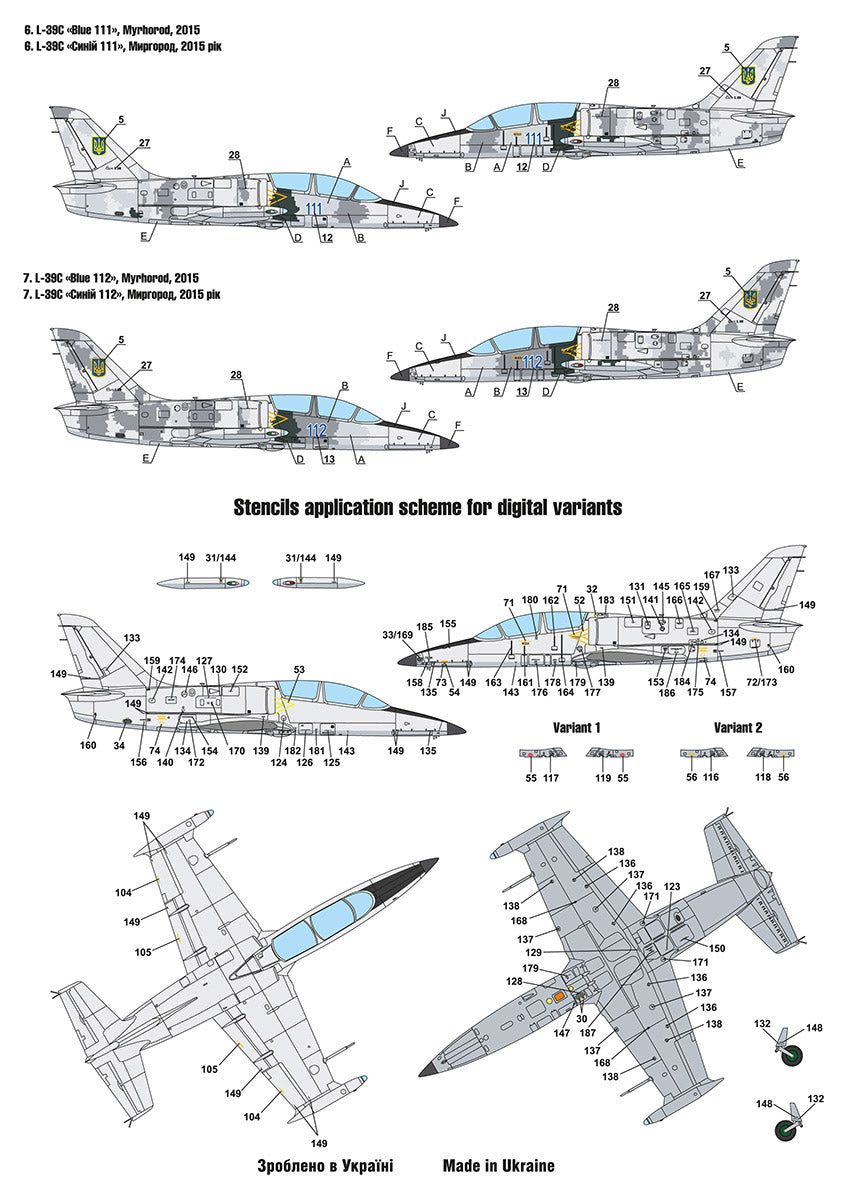 Foxbot Decals FBOT72029 1:72 Ukrainian Albatrosses: Let Aero L-39C/M/M1