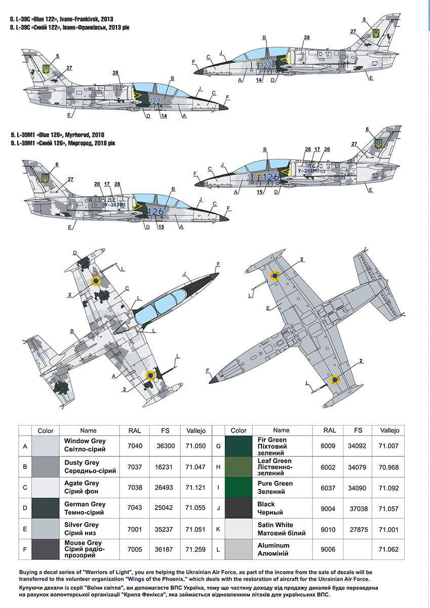 Foxbot Decals FBOT72029 1:72 Ukrainian Albatrosses: Let Aero L-39C/M/M1