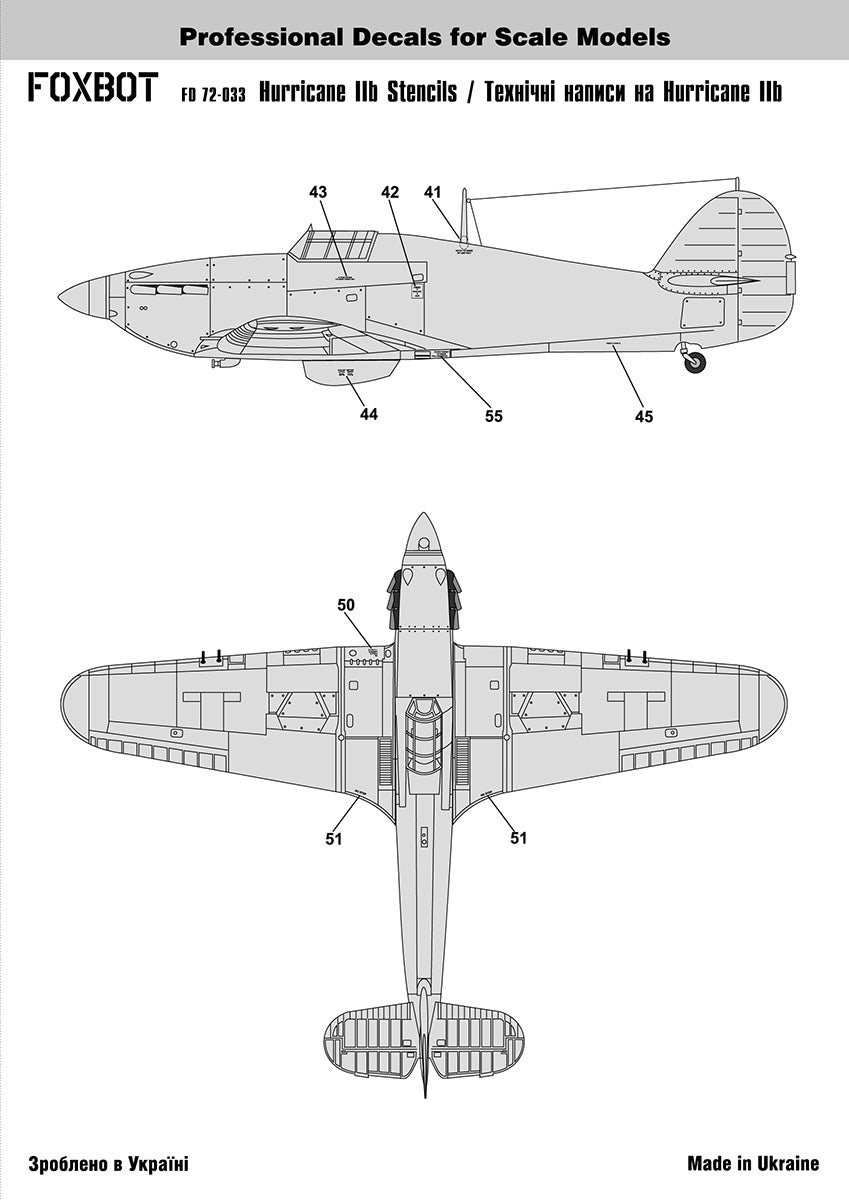 Foxbot Decals FBOT72033 1:72 Stencils for Hawker Hurricane Mk.IIB