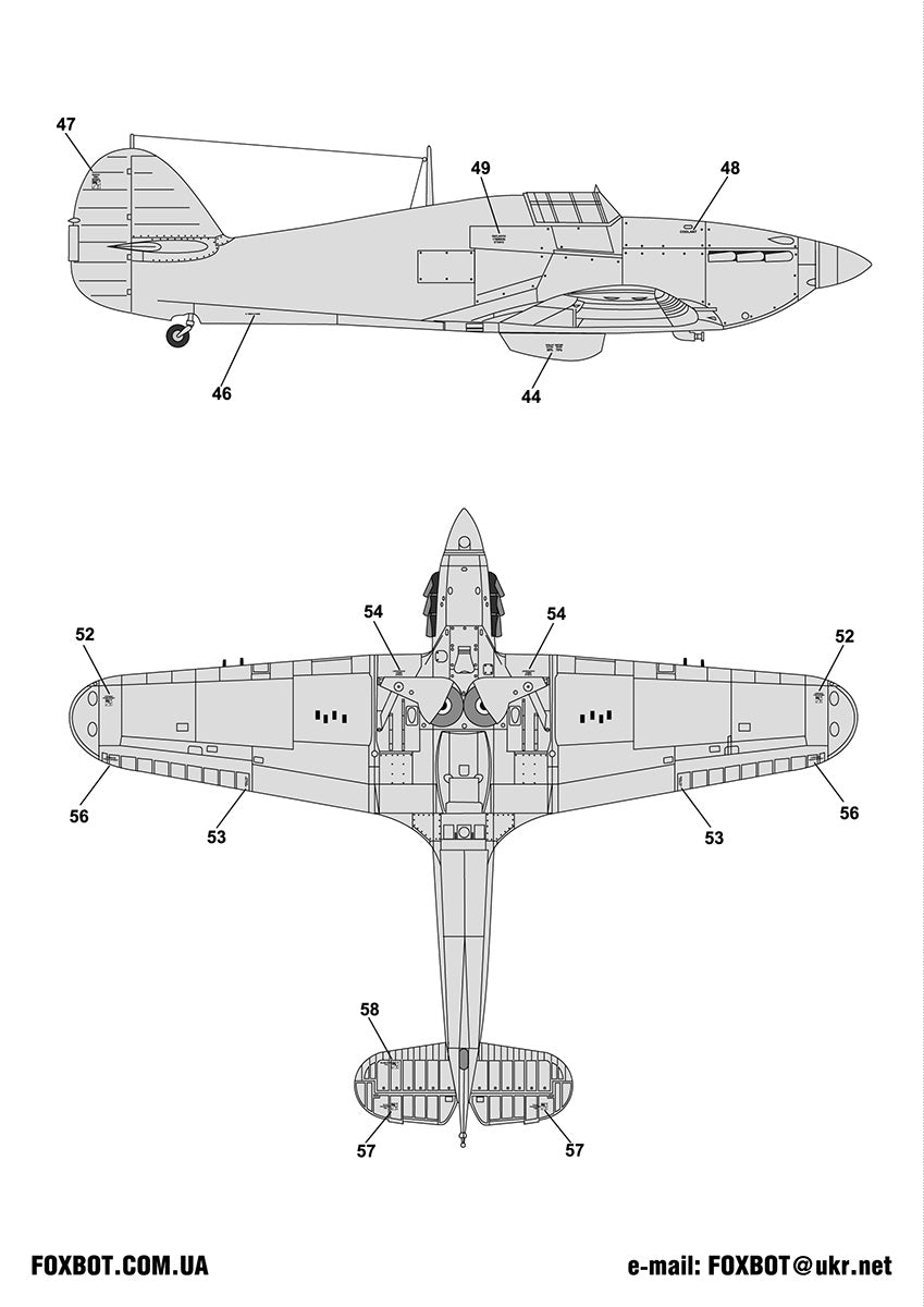 Foxbot Decals FBOT72033 1:72 Stencils for Hawker Hurricane Mk.IIB