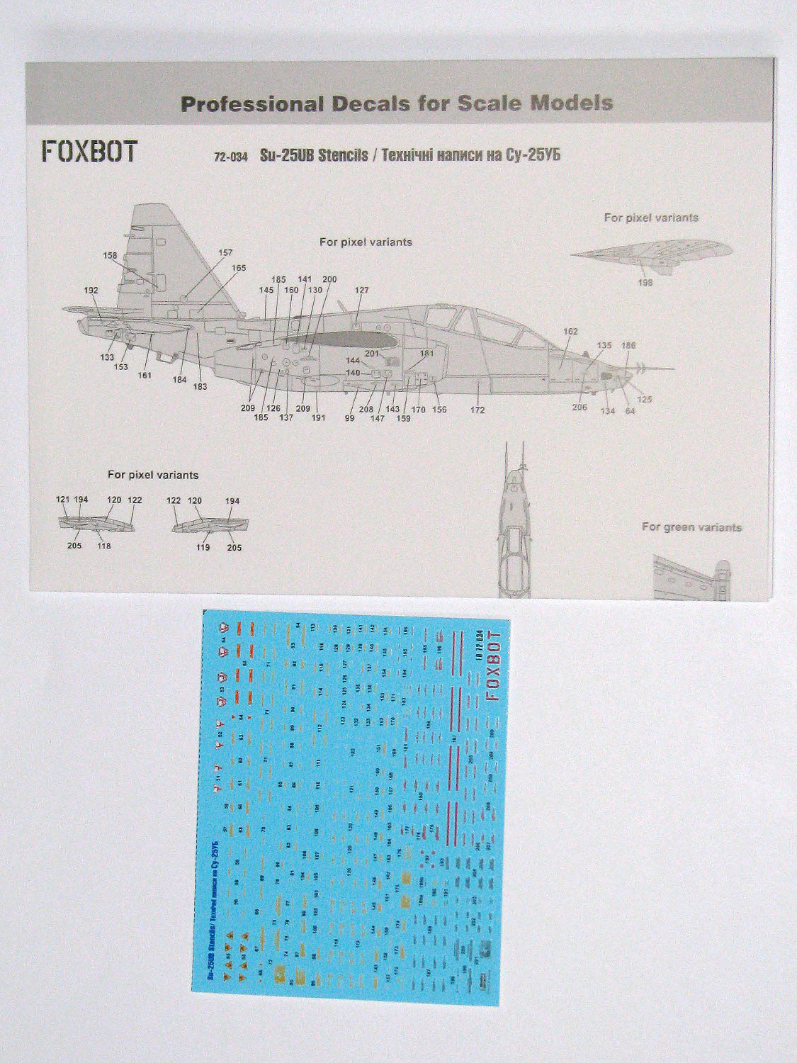Foxbot Decals FBOT72034 1:72 Stencils for Sukhoi Su-25UB