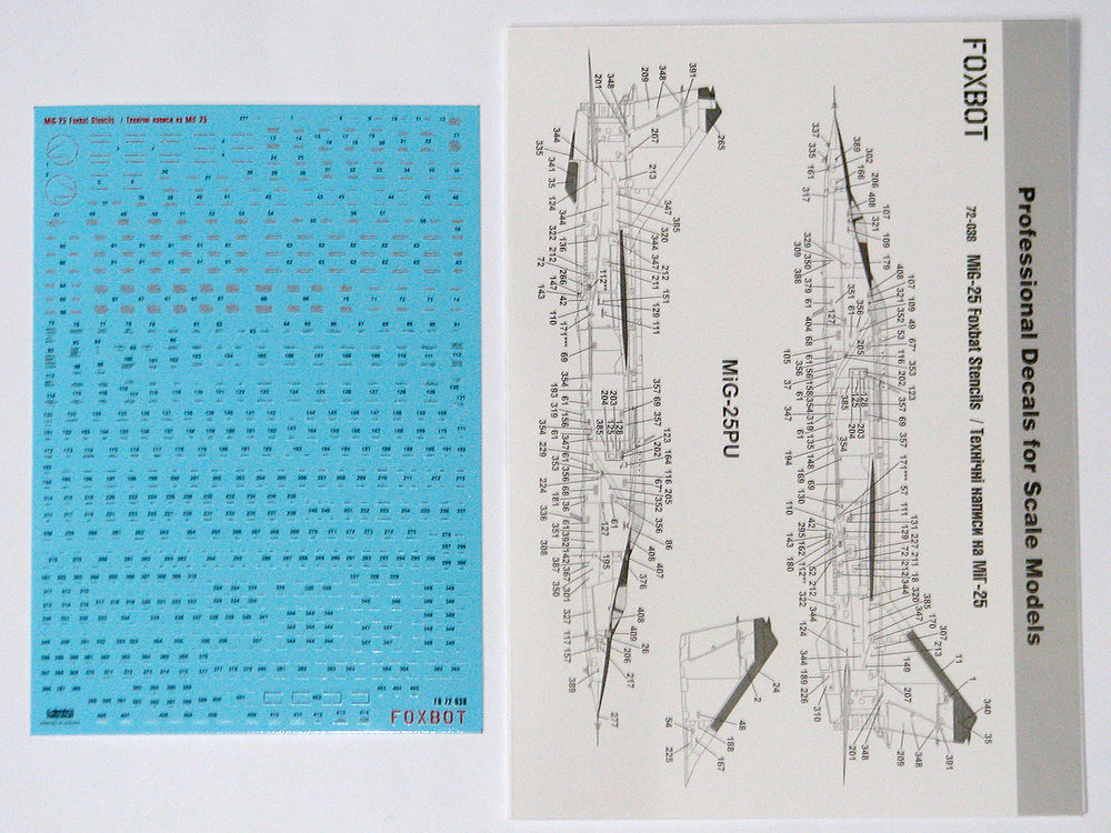 Foxbot FBOT72038 Mikoyan MiG-25 Stencils (ICM/Hasegawa) 1:72