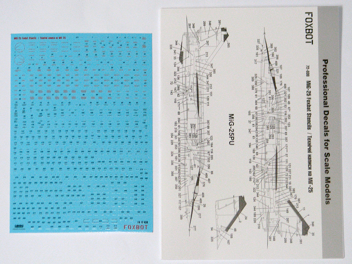Foxbot FBOT72038 Mikoyan MiG-25 Stencils (ICM/Hasegawa) 1:72