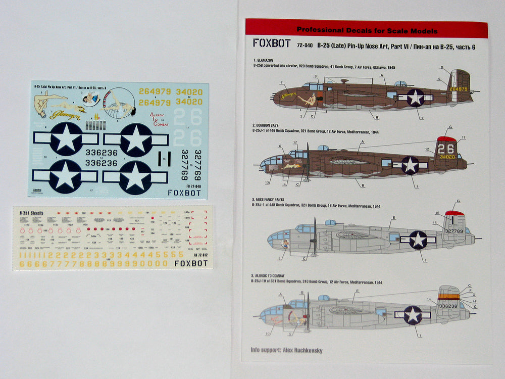 Foxbot Decals FBOT72040 1:72 North-American B-25G/J Mitchell
