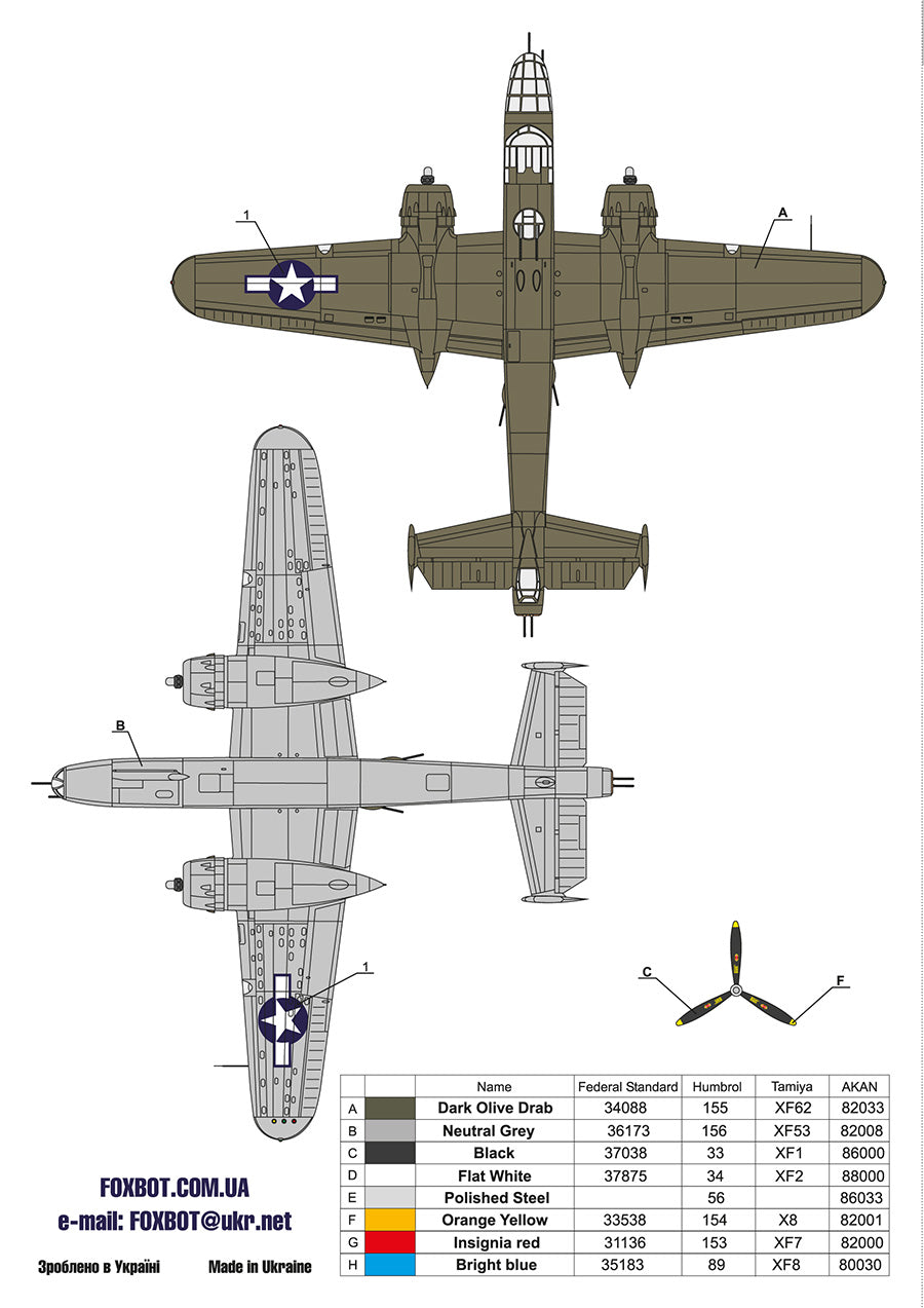 Foxbot Decals FBOT72041 1:72 North-American B-25G/J Mitchell