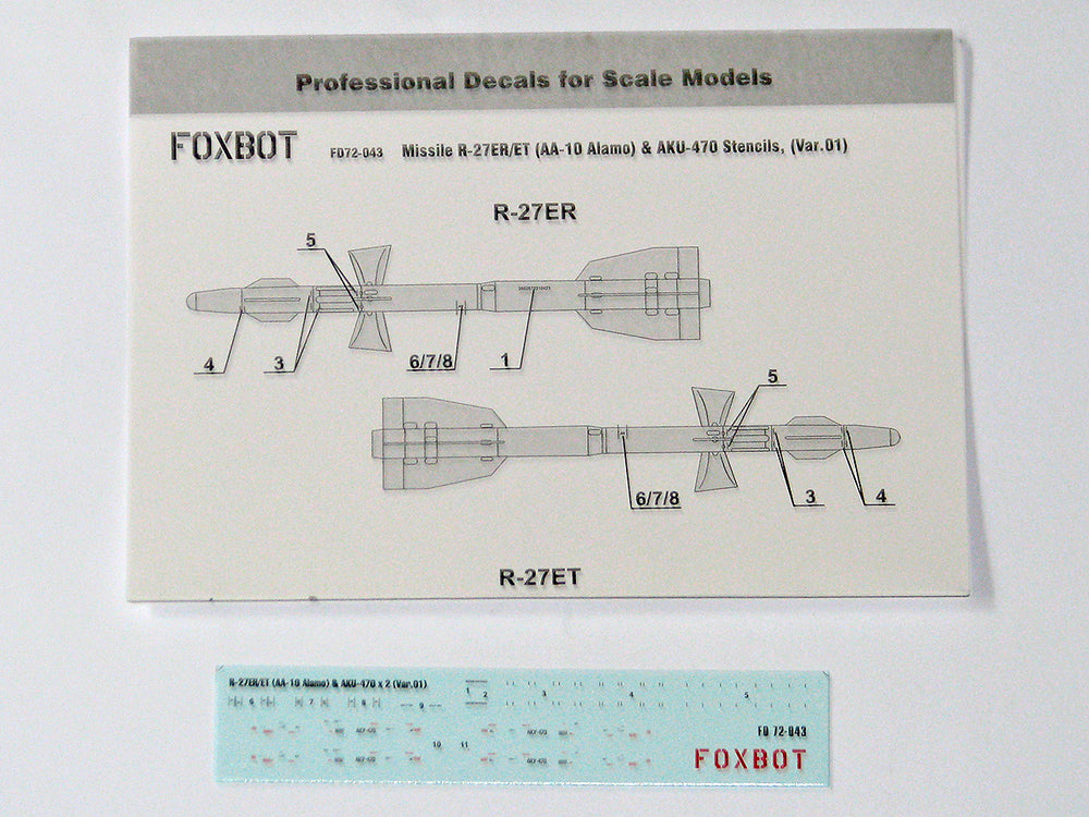 Foxbot Decals FBOT72043 1:72 Soviet Missile R-27ER/ET