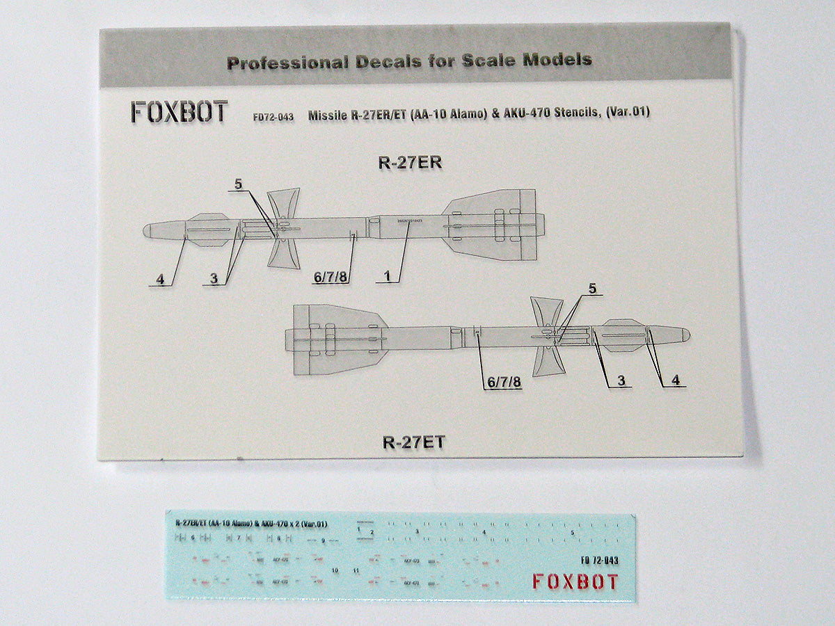 Foxbot Decals FBOT72043 1:72 Soviet Missile R-27ER/ET