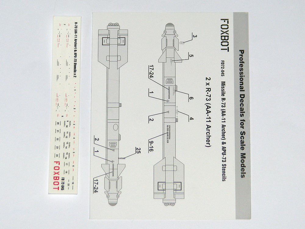 Foxbot Decals FBOT72045 1:72 Stencils for Missile R-73