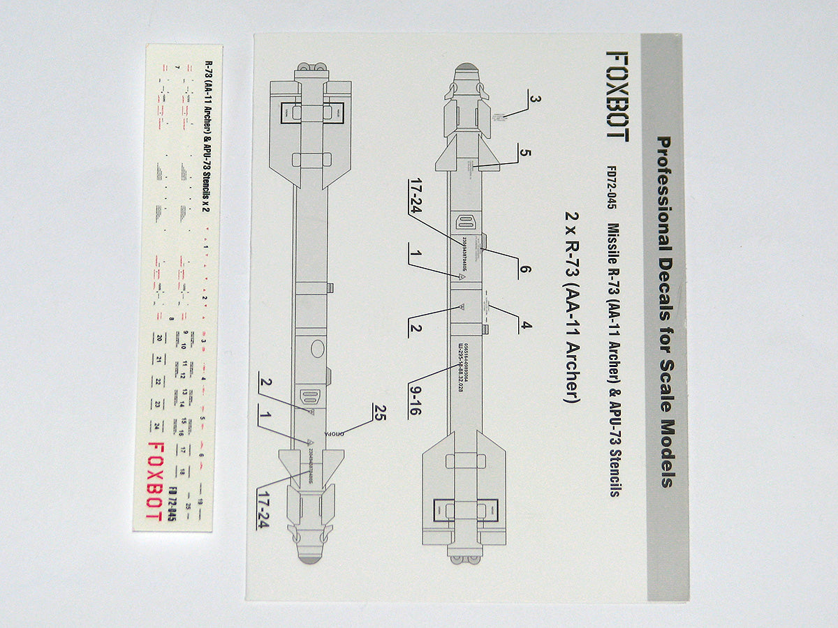Foxbot Decals FBOT72045 1:72 Stencils for Missile R-73