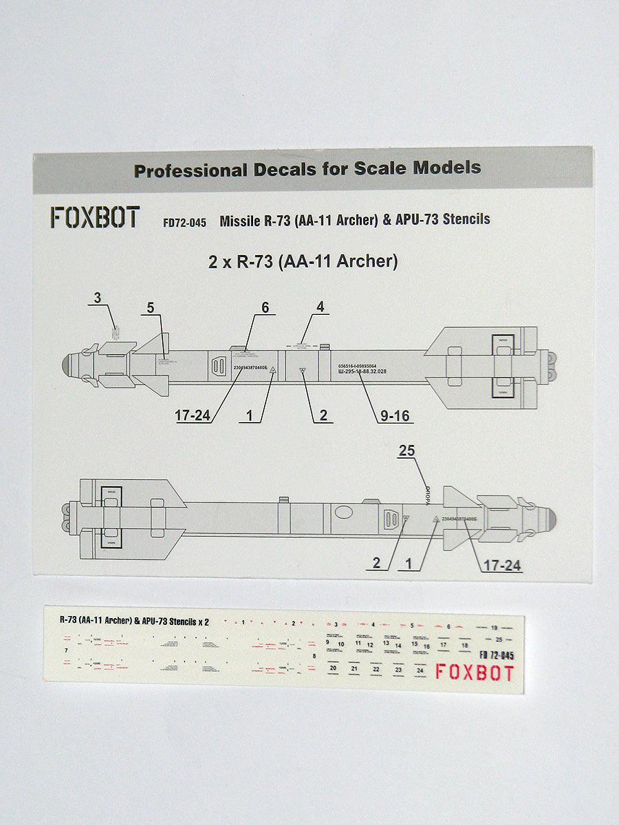 Foxbot Decals FBOT72045 1:72 Stencils for Missile R-73