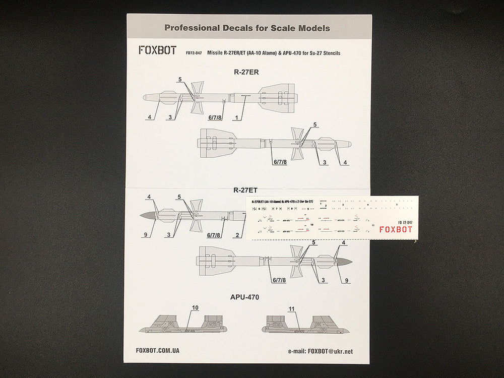 Foxbot Decals FBOT72047 1:72 Soviet Missile R-27ER/ET