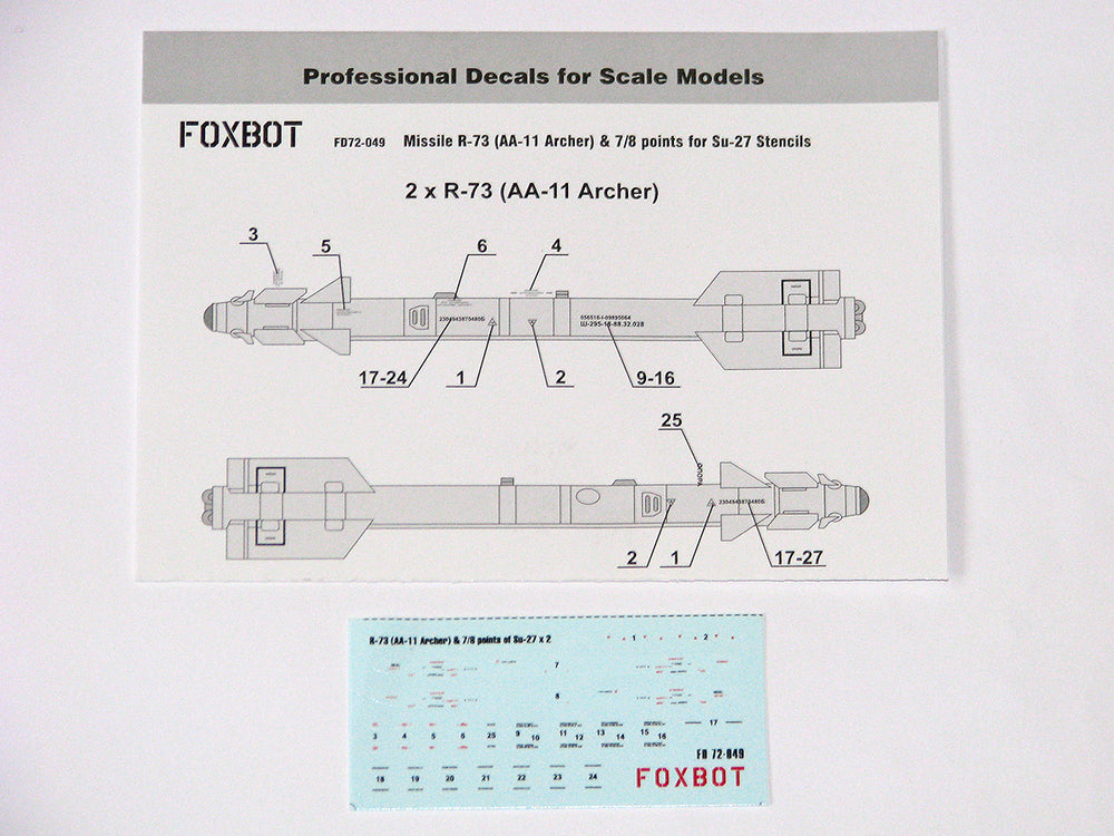 Foxbot Decals FBOT72049 1:72 Soviet Missile R-73