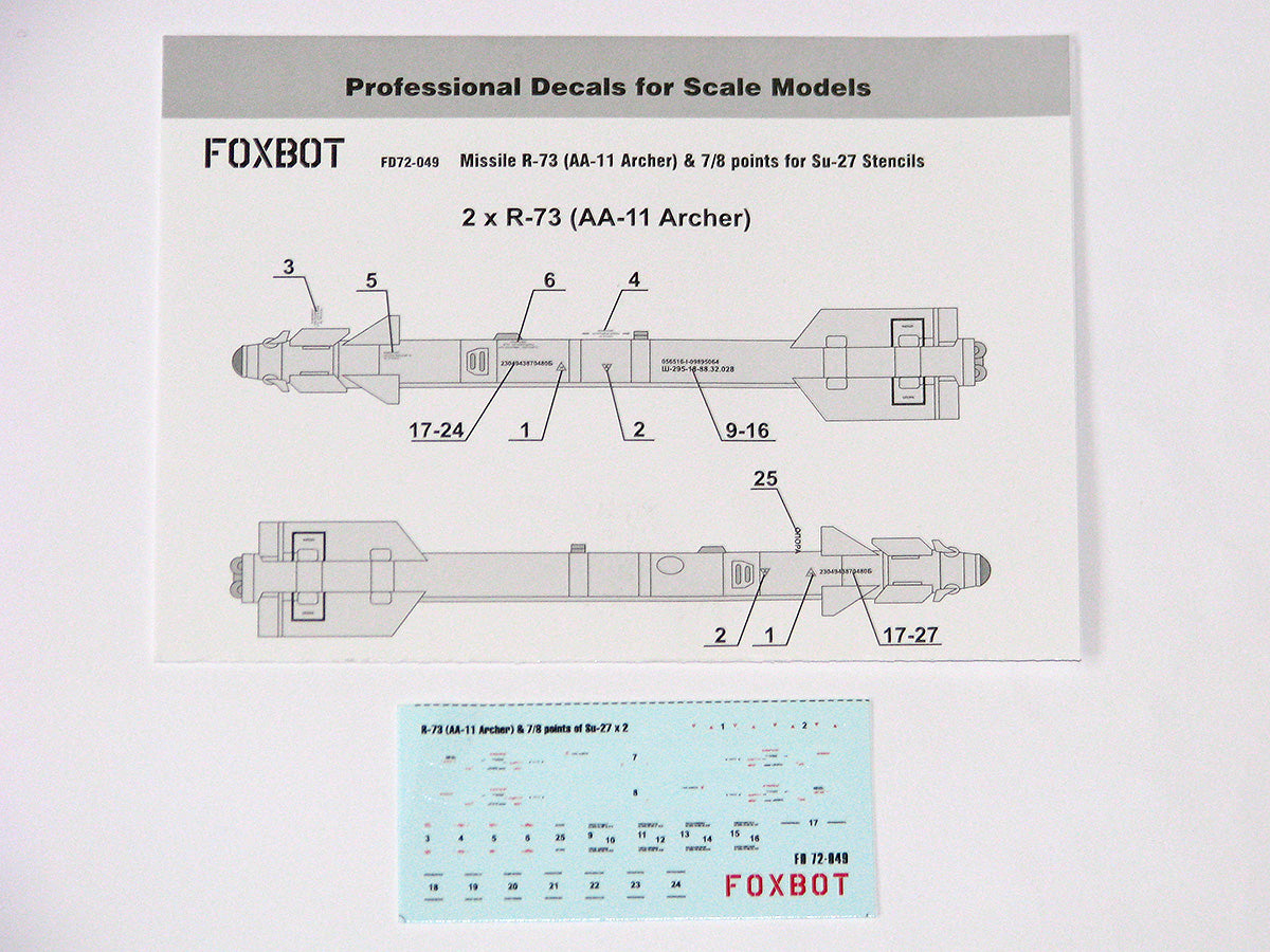 Foxbot Decals FBOT72049 1:72 Soviet Missile R-73