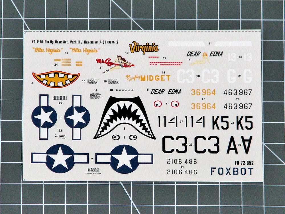 Foxbot Decals FBOT72052 1:72 North-American P-51 Mustang Nose art, Part 2