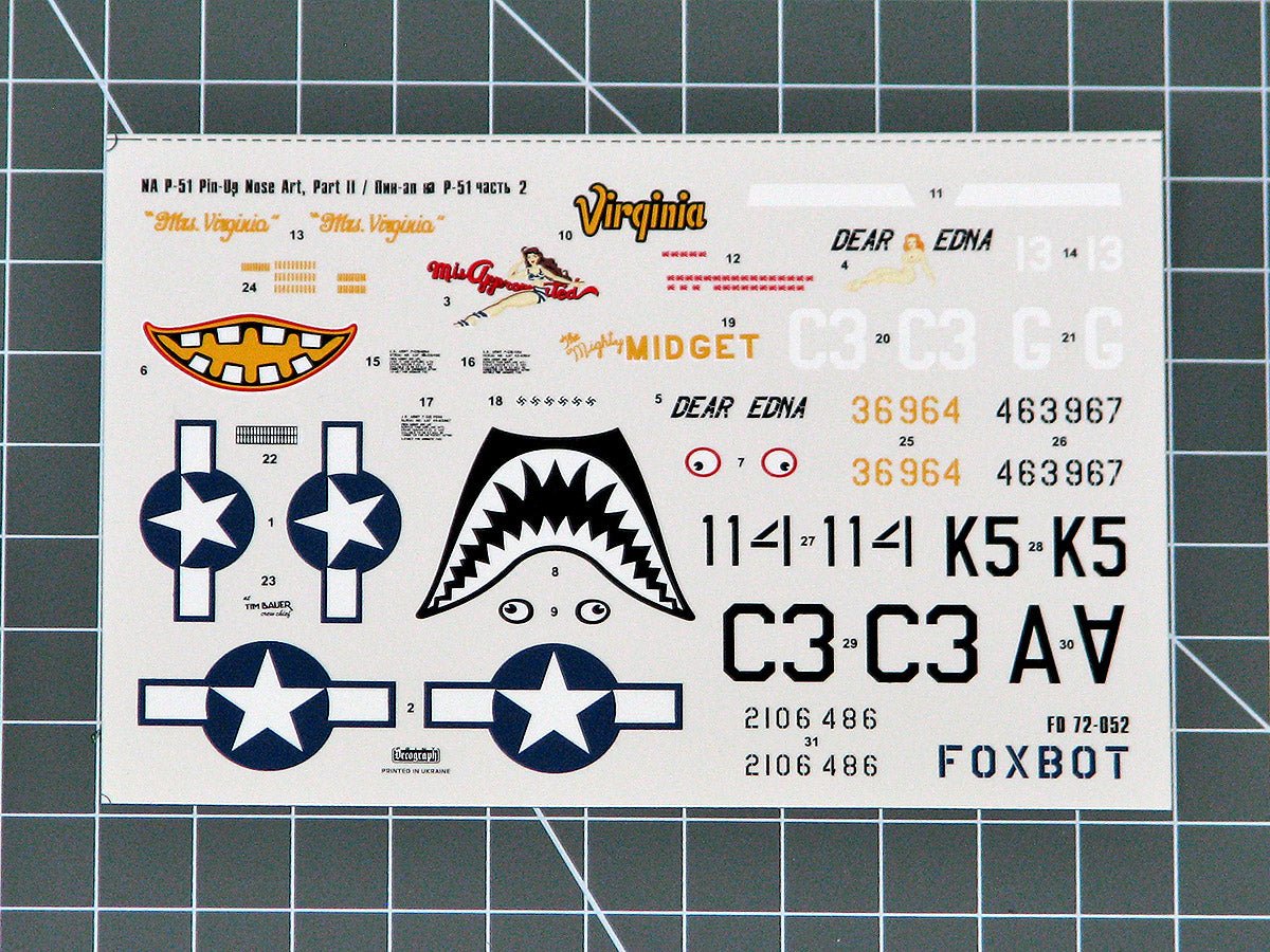 Foxbot Decals FBOT72052 1:72 North-American P-51 Mustang Nose art, Part 2