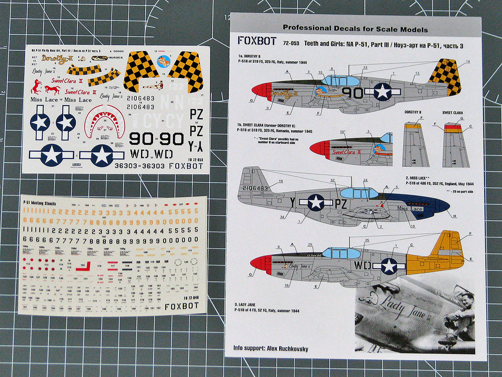 Foxbot Decals FBOT72053 1:72 North-American P-51 Mustang Nose art, Part 3