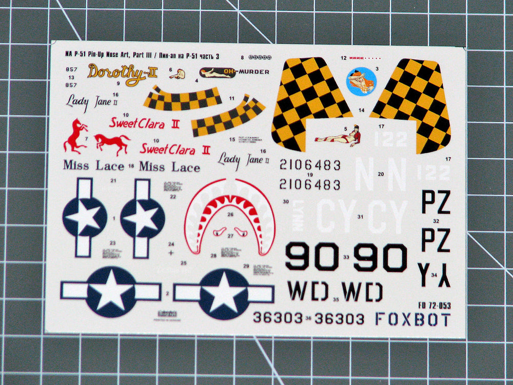 Foxbot Decals FBOT72053 1:72 North-American P-51 Mustang Nose art, Part 3