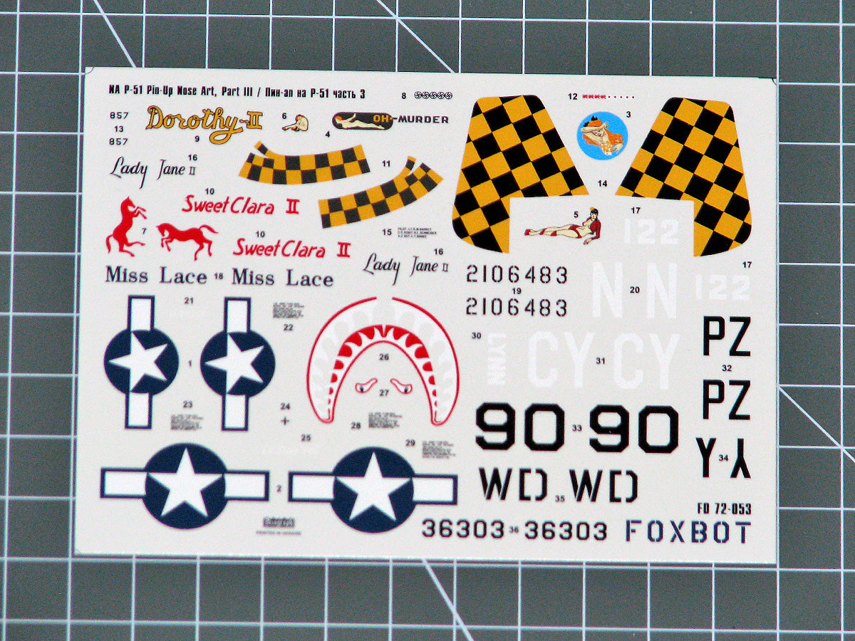 Foxbot Decals FBOT72053 1:72 North-American P-51 Mustang Nose art, Part 3