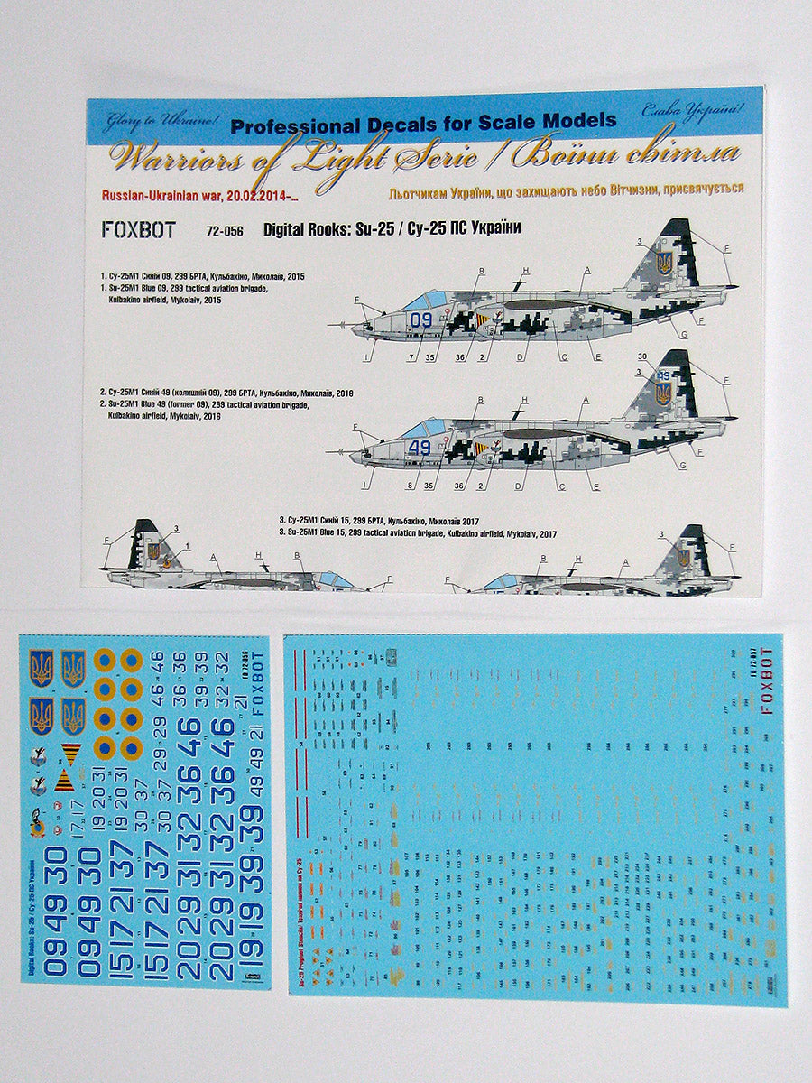 Foxbot Decals FBOT72056T 1:72 Digital Rooks: Sukhoi Su-25 markings and stencils