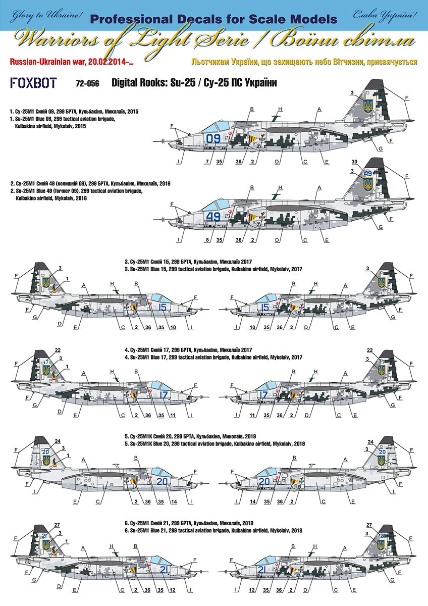 Foxbot Decals FBOT72056 1:72 Digital Rooks: Sukhoi Su-25 markings