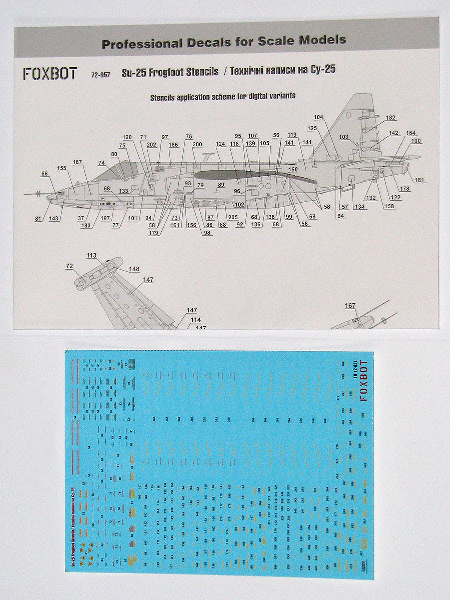 Foxbot Decals FBOT72057 1:72 Stencils for Sukhoi Su-25