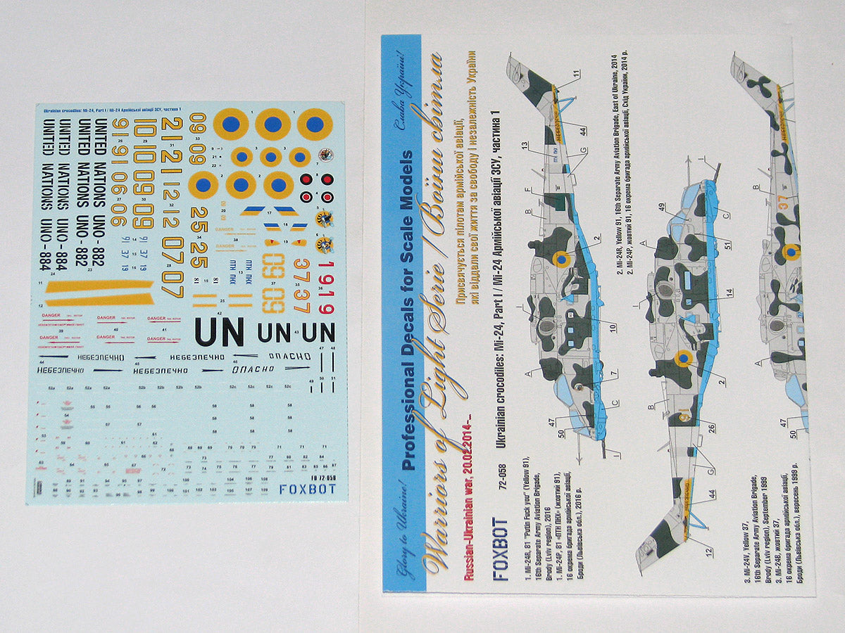 Foxbot FBOT72058 Ukrainian Crocodiles: Mil Mi-24 Pt I 1:72