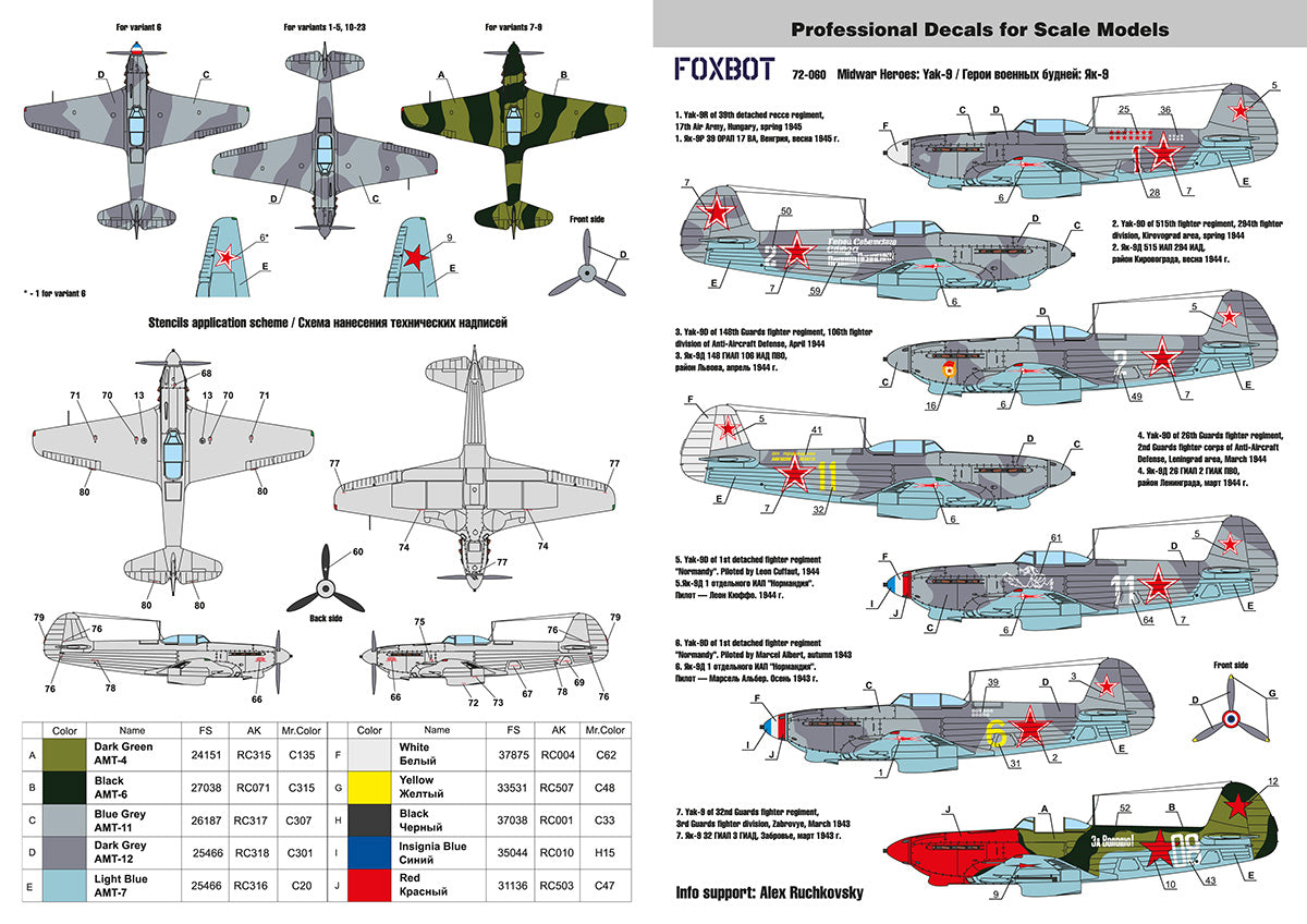 Foxbot Decals FBOT72060 1:72 Soviet interceptor & fighter A/C Yakovlev Yak-9D
