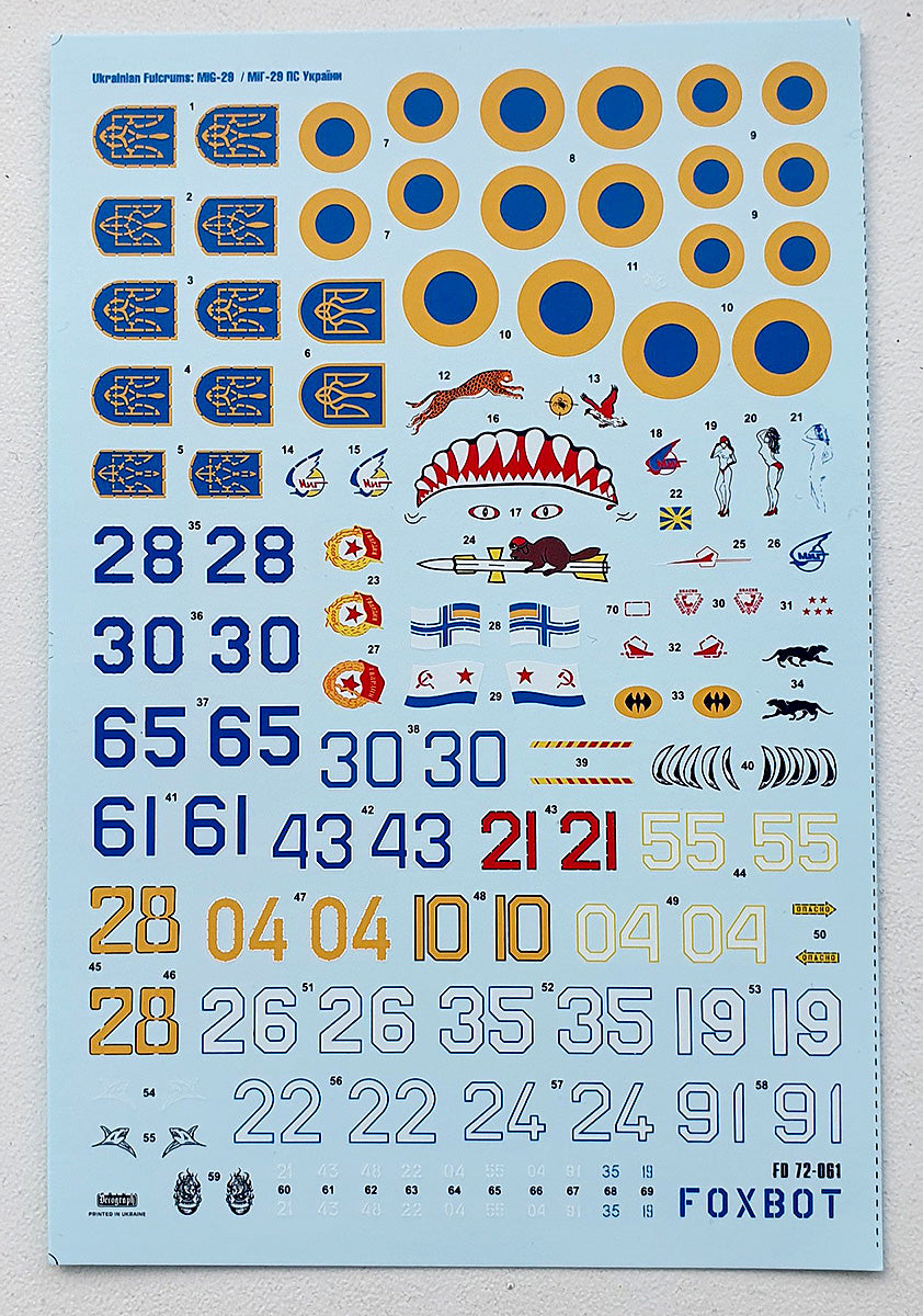 Foxbot Decals FBOT72061 1:72 Ukrainian Fulcrums: Mikoyan MiG-29