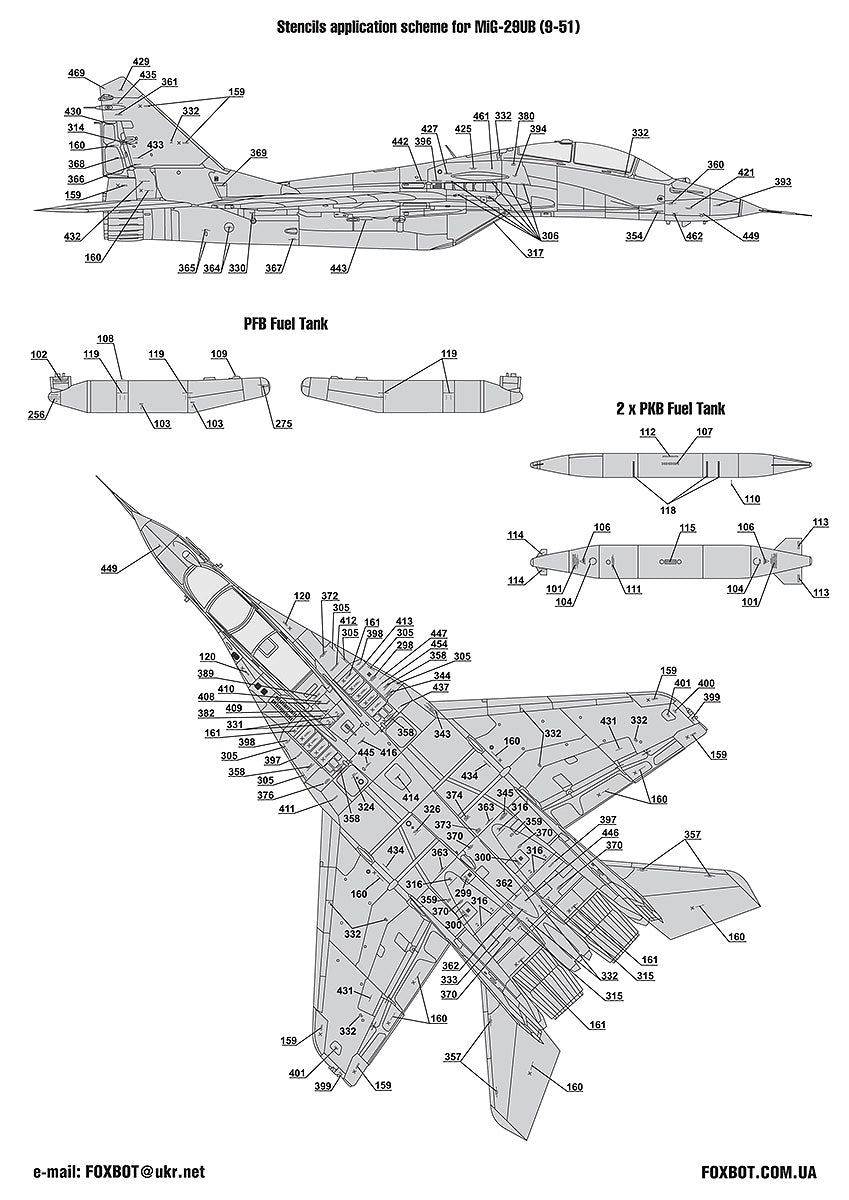 Foxbot Decals FBOT72062 1:72 Stencils for Mikoyan MiG-29