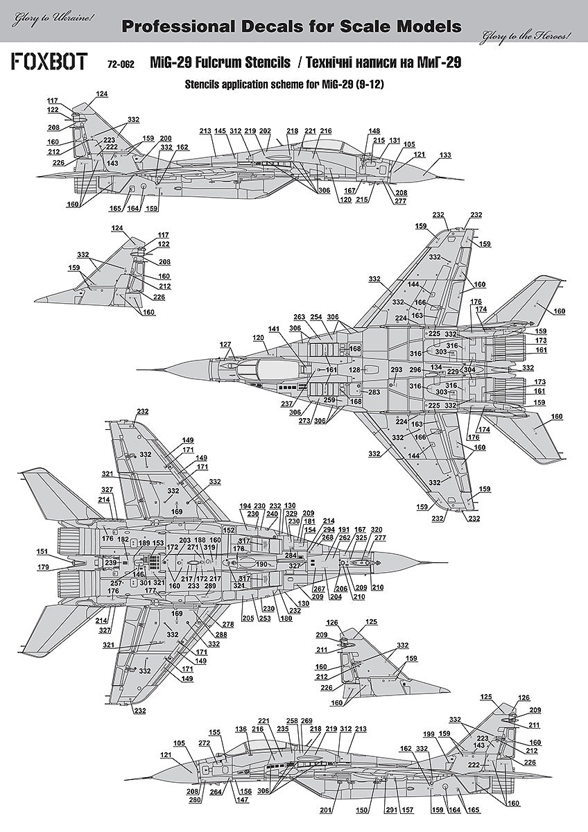 Foxbot Decals FBOT72062 1:72 Stencils for Mikoyan MiG-29