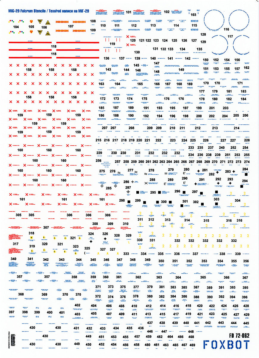 Foxbot Decals FBOT72062 1:72 Stencils for Mikoyan MiG-29