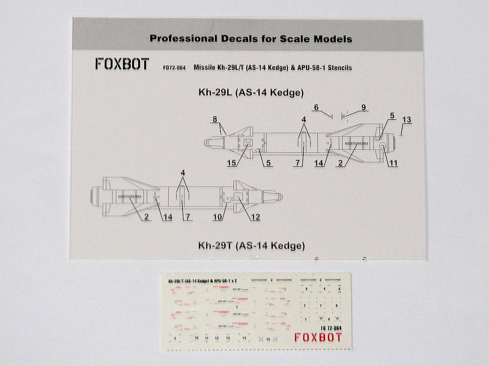 Foxbot Decals FBOT72064 1:72 Stencils for Missile Kh-29L/T